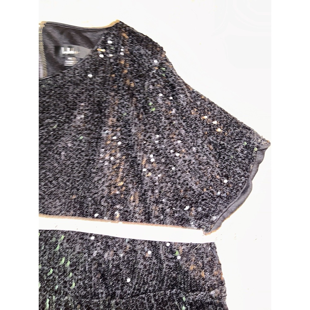 Lulus Taking a Shine Black Sequin Tiered Mini Shift Dress Cocktail Party Sparkle - Picture 4 of 5